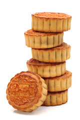 Mid-Autumn Festival moon cake on white background