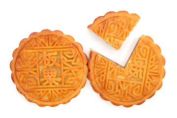 Mid-Autumn Festival moon cake on white background
