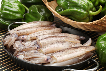 Fresh squid isolated on white background 