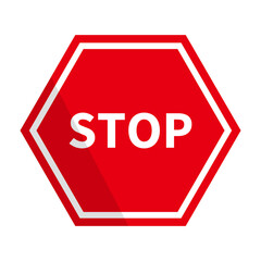 Hexagonal stop sign. Traffic sign. Vector.