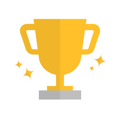 Sparkling gold trophy icon. Vector.