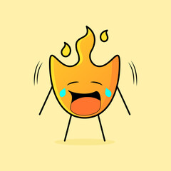 cute fire cartoon with crying expression. suitable for logos, icons, symbols or mascots