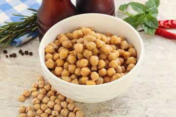 Boiled chickpea in the bowl