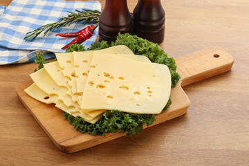 Sliced maasdam cheese for breakfast
