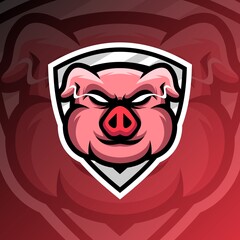 vector graphics illustration of a pig in esport logo style. perfect for game team or product logo