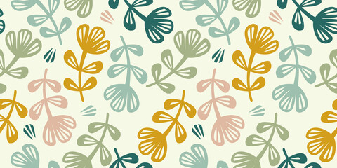 Folk floral seamless pattern. Modern abstract design for paper, cover, fabric, pacing and other