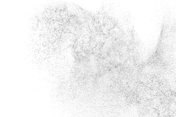 Distressed black texture. Dark grainy texture on white background. Dust overlay textured. Grain noise particles. Rusted white effect. Grunge design elements. Vector illustration, EPS 10.