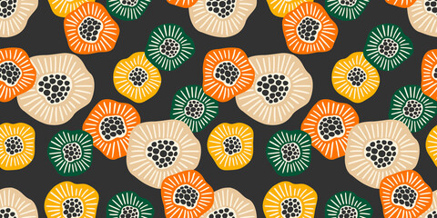 Abstract gentle seamless pattern with flowers. Modern design for paper, cover, fabric, interior decor and other - obrazy, fototapety, plakaty