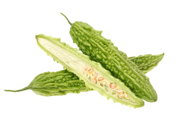 Bitter melon , Bitter gourd on white background