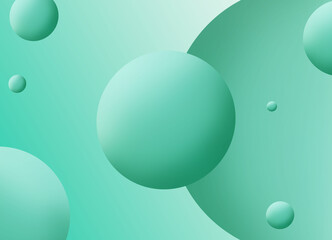 Abstract 3D liquid fluid circles green mint beautiful background with halftone texture.