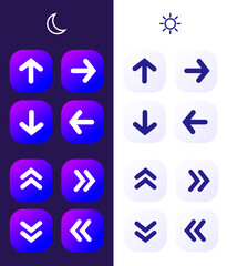Arrow Icon Set Kit with Gradient Purple Blue for User Interface Mobile Web App or Business Presentation Graphic Element to Show Direction