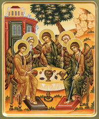 Old Testament Trinity Icon with Abraham and Sarah