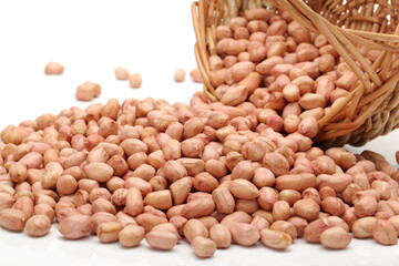 Peanuts on a white background