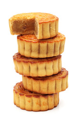 Mid-Autumn Festival moon cake on white background