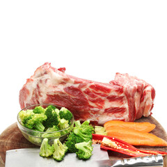 Raw pork meat isolated on white background