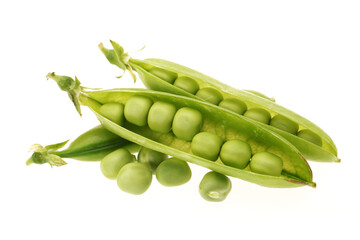 green peas isolated on white background