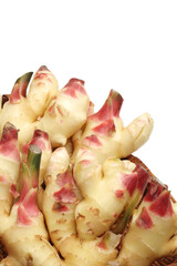 fresh ginger root on white background 