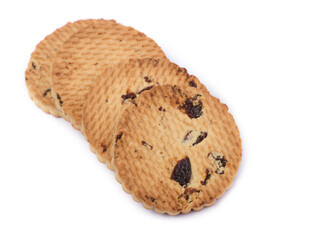 Stack of chip cookies with  raisin
