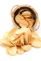 Potato Chips pyramid isolated on white background