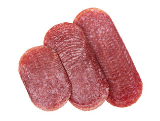 Sliced smoked salami sausage
