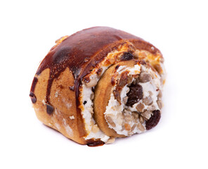 Pastry bun with cream filling isolated