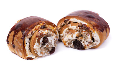 Pastry bun with cream filling isolated
