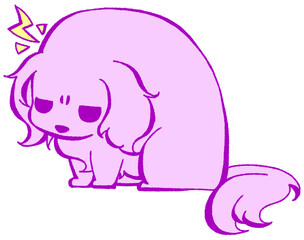 頭が痛いダックスフンド（紫色）