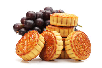 Mid-Autumn Festival moon cake on white background