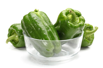 fresh green bell pepper (capsicum) on a white background