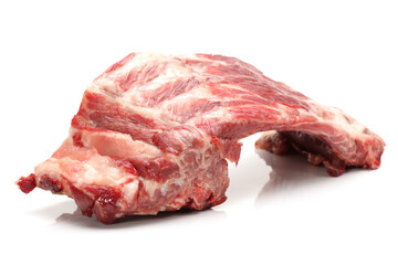 Raw spare ribs on white background 