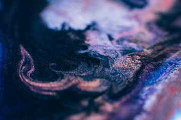Fototapeta premium Alcohol ink art. Abstract design. Colorful paint background. Pink dark purple blue colors blend.