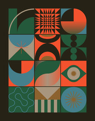 Bauhaus Aesthetics Graphics Art Made Vector Geometric Shapes And Abstract Forms - 492331509