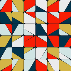 Modern Geometric Art Of Mosaic Pattern Made With Vector Abstract Shapes And Elements