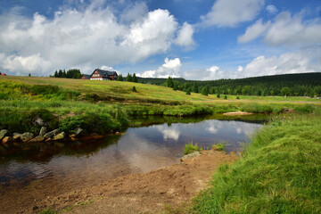 Fototapeta premium Jizerka hamlet and Jizerka brook, Jizera Mountains