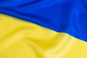 Close up of Ukraine flag, the national Ukrainian flag
