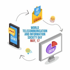 Telecommunication and information society day illustration with vector file for telecommunication day campaign