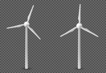 Wind turbine realistic effect, vector illustration - 492332337