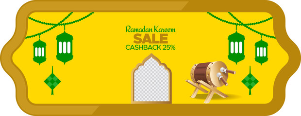 background ramadan kareem in arabic calligraphy greetings with islamic mosque and decoration