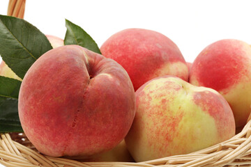 ripe peach on white background