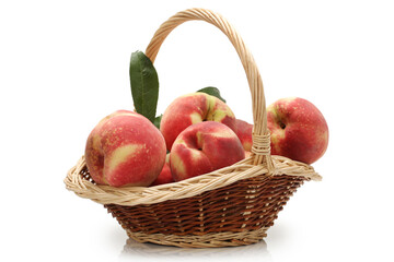 ripe peach on white background