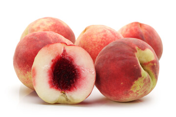 ripe peach on white background