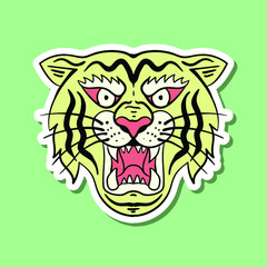 hand drawn yellow tiger doodle illustration for stickers etc