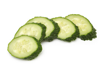 sliced cucumber isolated on white background