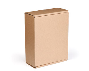 Brown cardboard box isolated on white background