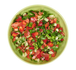 Healthy vegetable salad on a plate. Isolated