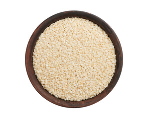 Sesame seeds in a bowl isolated on white background