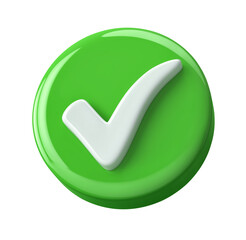 Green check mark icon. Approval sign isolated on white