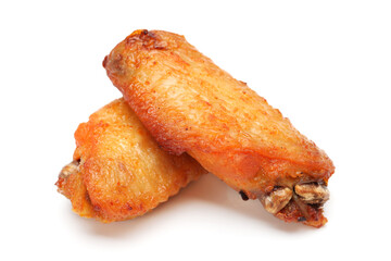 grilled chicken wings on white.