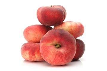 chinese flat peaches on white background