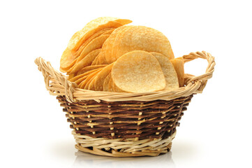 Potato Chips pyramid isolated on white background